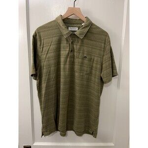 English Laundry Men's Green Stripe Pocket Polo Shirt Cotton Polyester Size XL